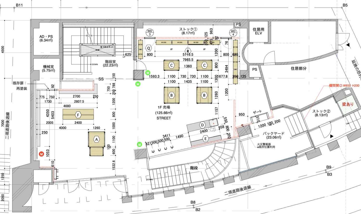 KINETICS 原宿店 1F 平面図