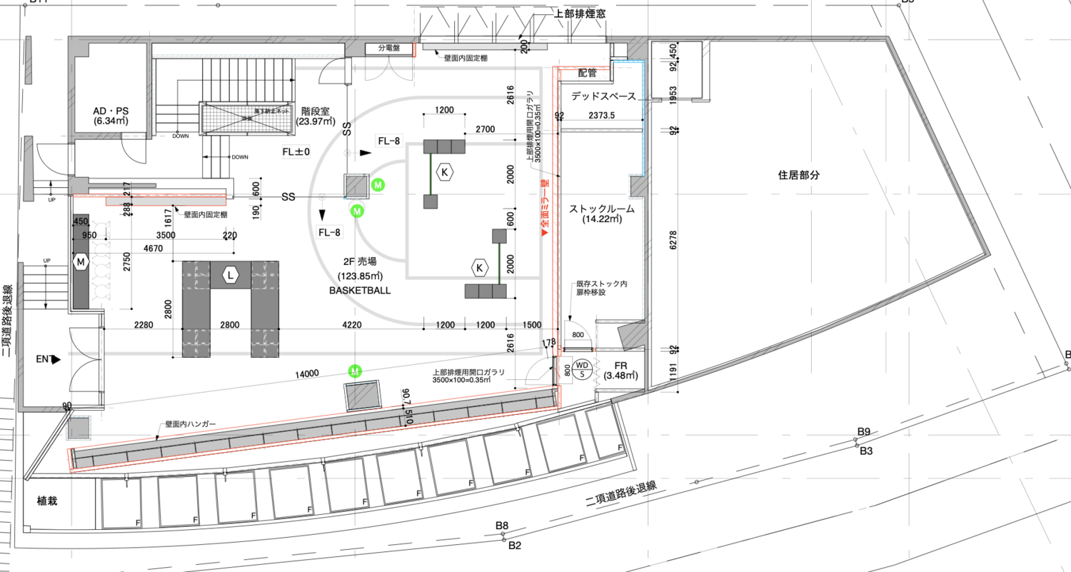 KINETICS 原宿店 2F 平面図